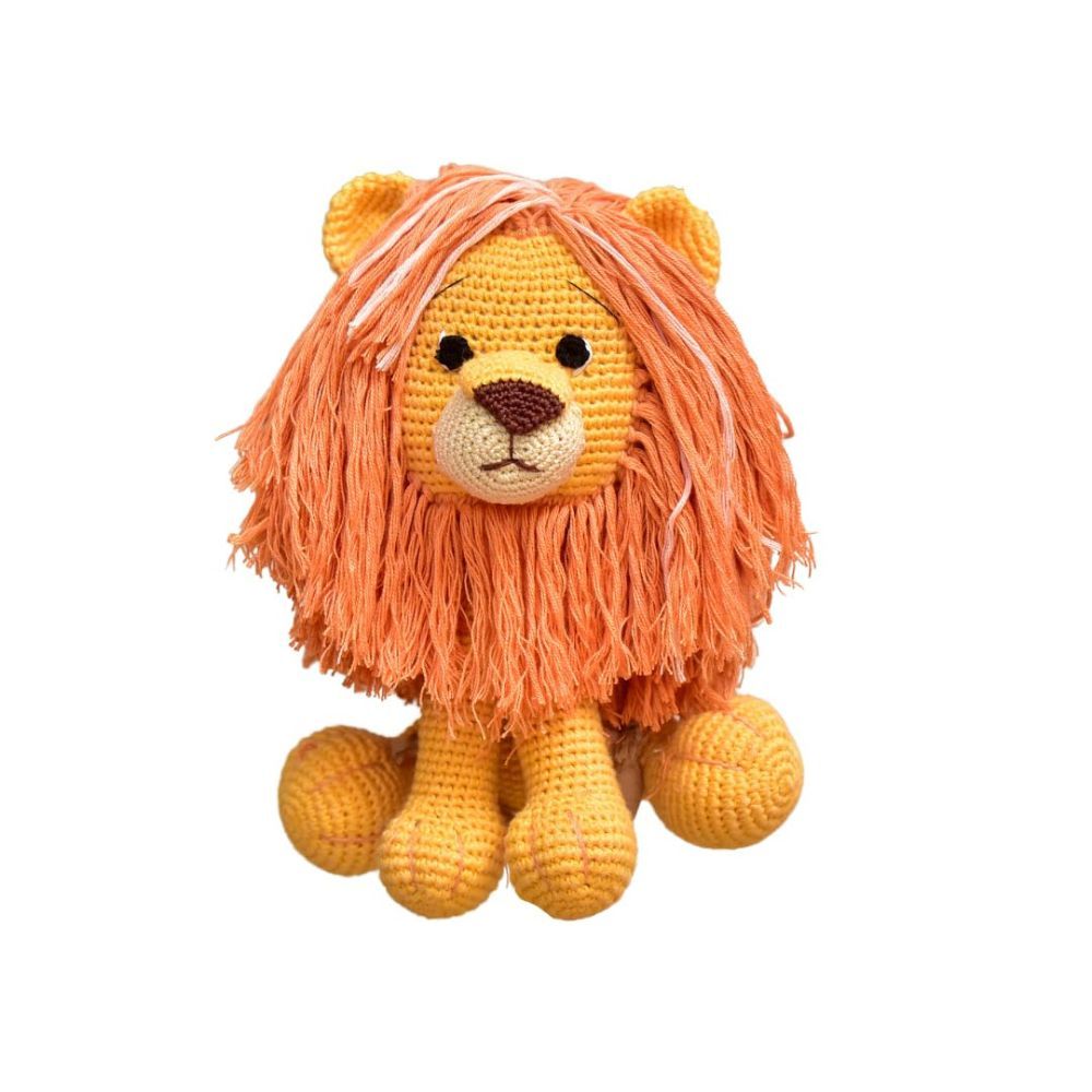 Happy Threads - Handmade Crocheted Cute Handmade Asad The Lion 10 Inch - Orange