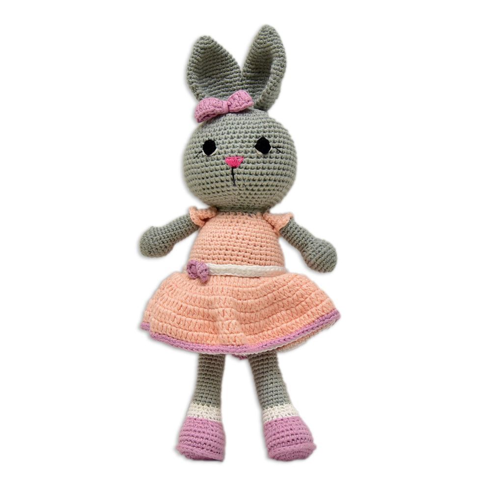 Happy Threads - Handmade Crocheted Blossom The Cute Bunny 13 Inches - Pink