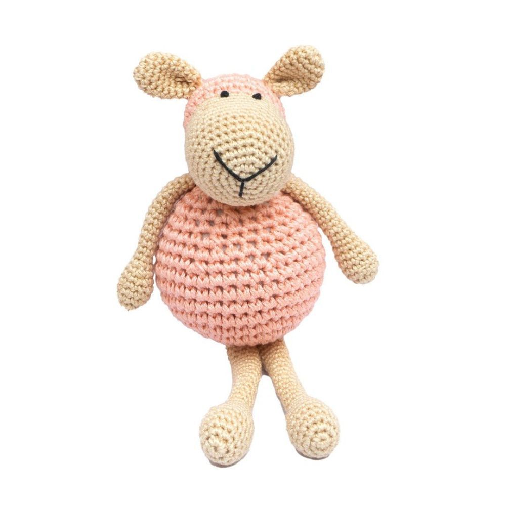 Happy Threads - Handmade Crocheted Cheerful Sheep 5 inch - Pink