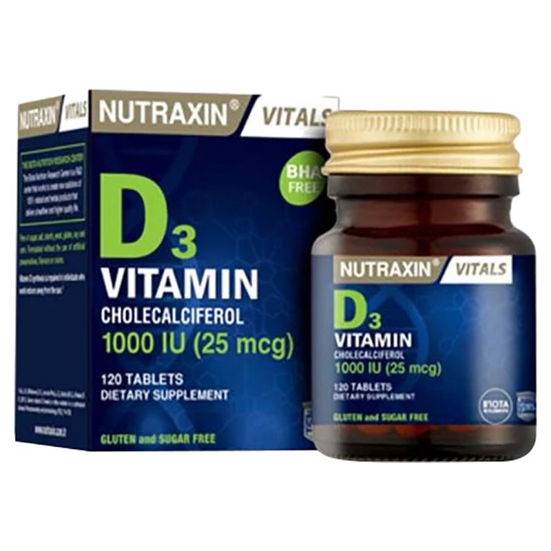 Nutraxin - Vitals D3 Vitamin Cholecalciferol - 25 mcg - 120pcs