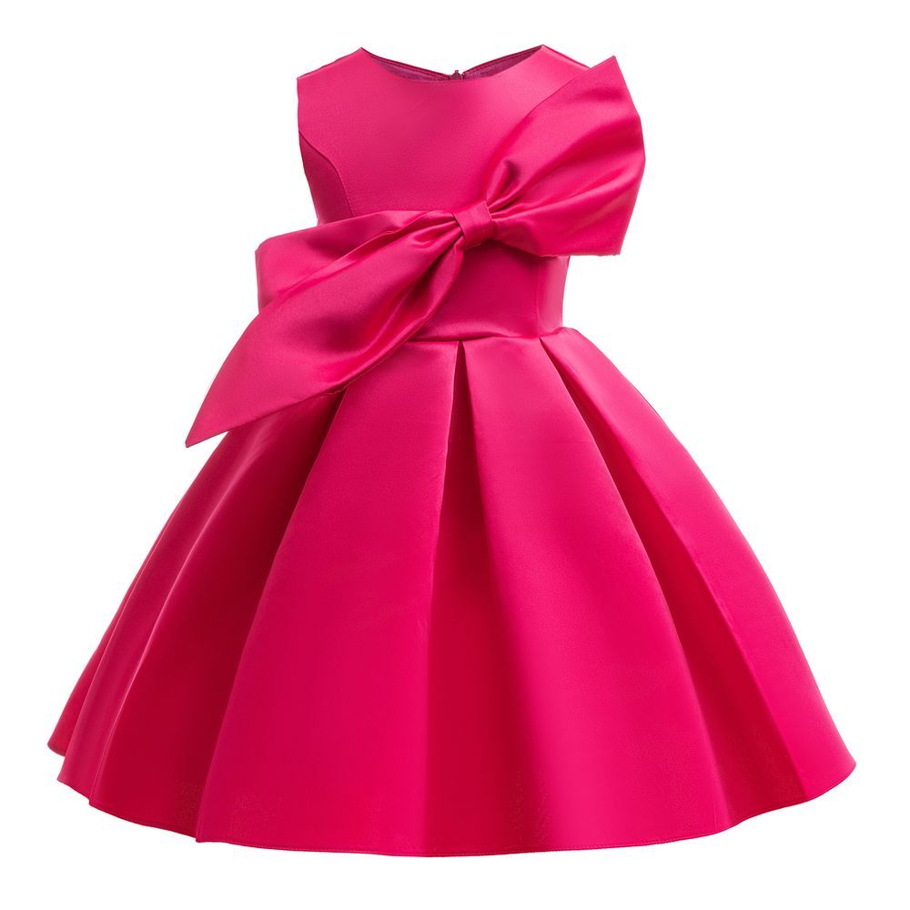 Sugar Rush - Girl's Solid A-line Dress - Fuchsia