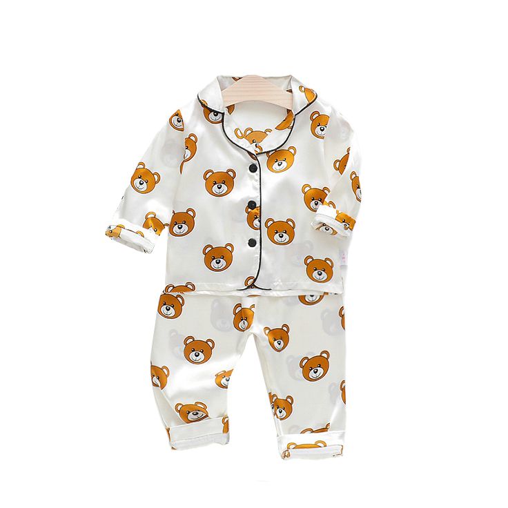 Sugar Rush - 2pc-Set - Teddy Printed Full Sleeves Pyjama - White