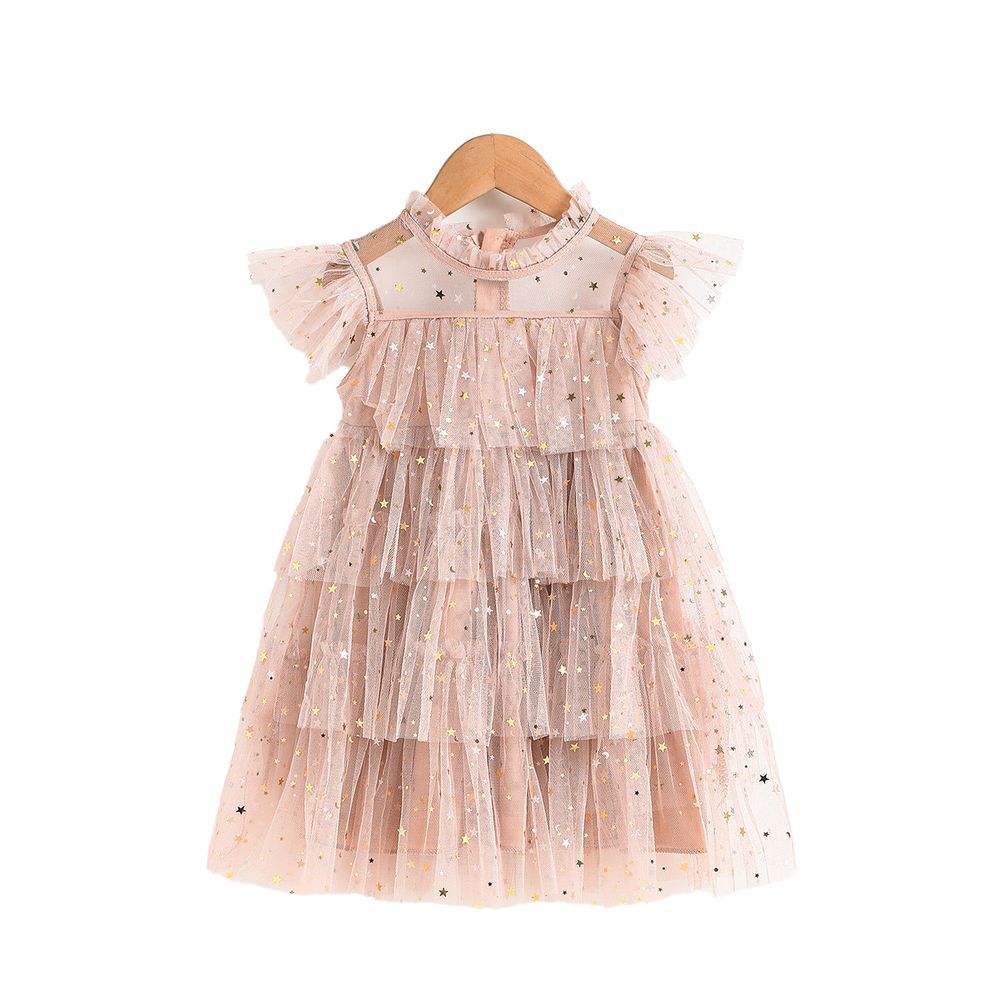 Sugar Rush - Lace Detail Cap Sleeves Fashion Dress - Pink