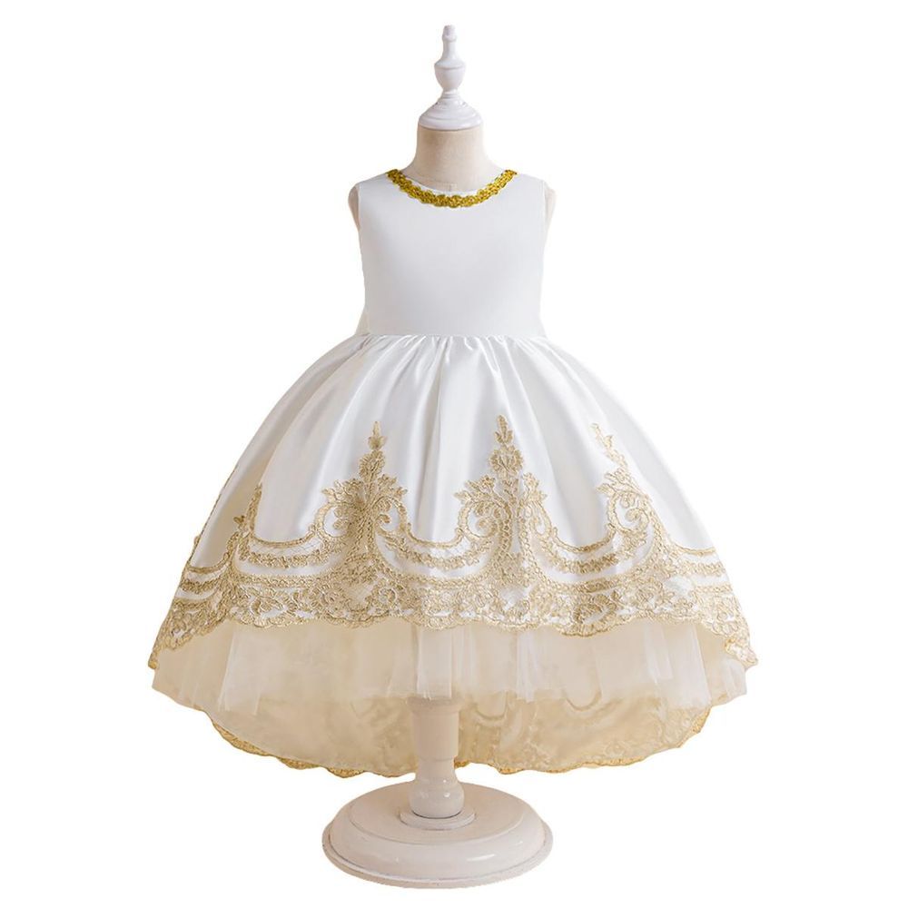 Sugar Rush - Sleeveless Embellished Party Dress - White