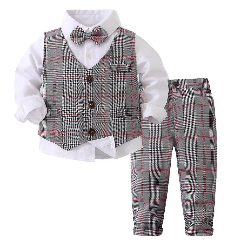 SUGAR RUSH - 4pc-Set - Shirt, Waistcoat, Bowtie & Pants - Grey