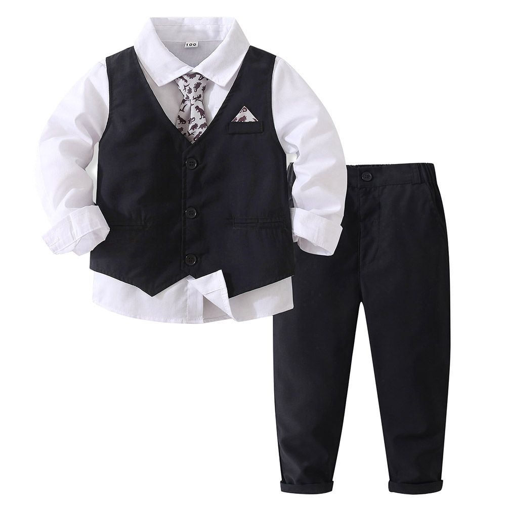 SUGAR RUSH - 4pc-Set - Classic Shirt, Waistcoat, Tie & Pants - Black