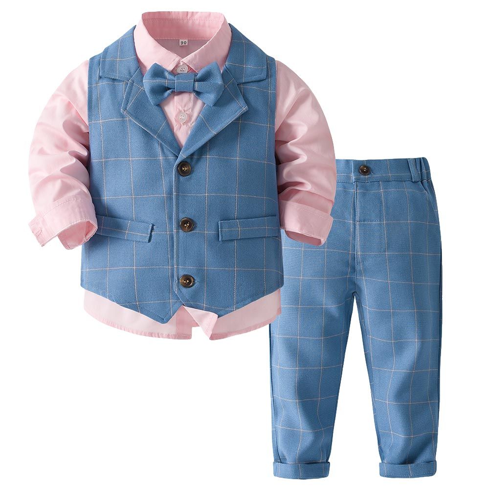 SUGAR RUSH - 4pc-Set - Shirt, Waistcoat, Bowtie & Pants - Blue