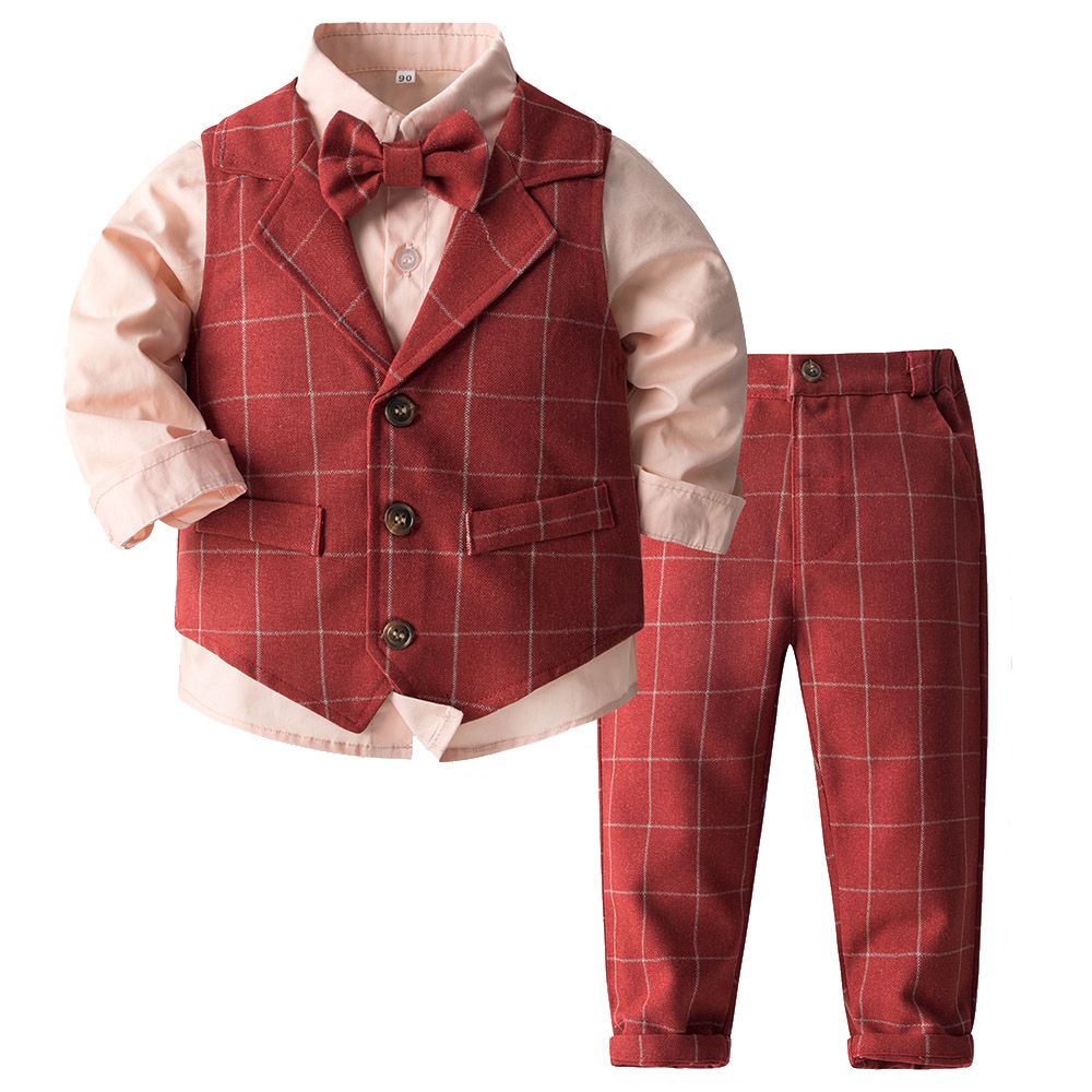 SUGAR RUSH - 4pc-Set - Checked Waistcoat, Shirt, Bowtie & Pants