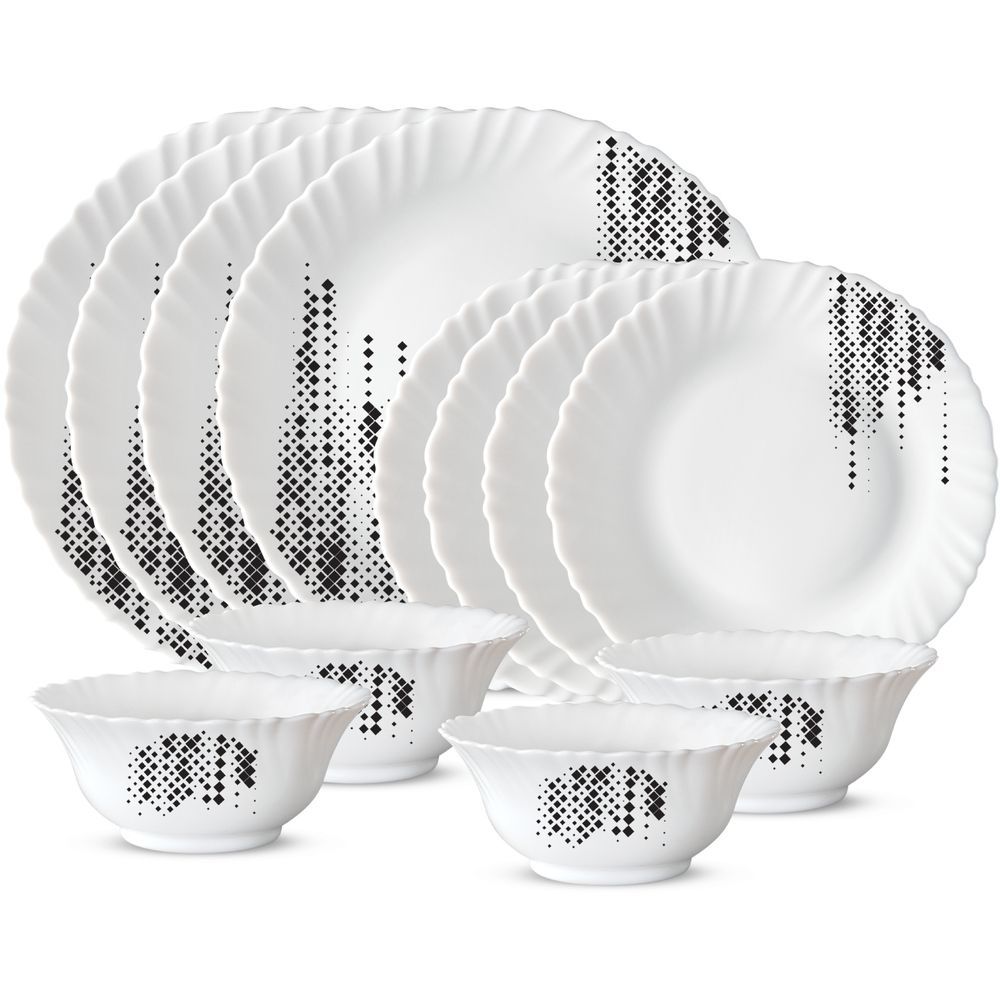 Borosil - Plano Opal Dinner Set - Slate - 12 Pcs