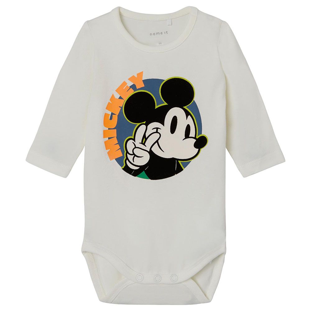 Name It - Mickey Long Sleeves Bodysuit - White Alyssum