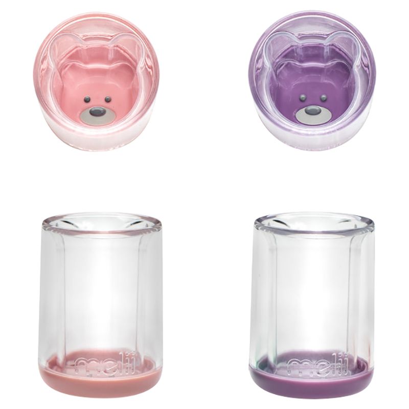 Melii - Double Walled Bear Cup - 145 ml - 2pcs - Purple/Pink