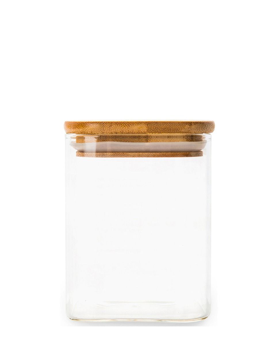 Homesmiths - Honey Bee Square Glass Jar With Bamboo Lid - 200 ml