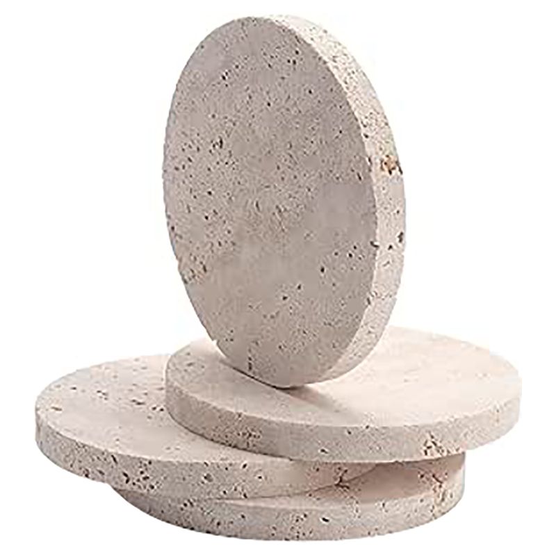 1Chase - Travertine Stone Coasters For Drinks - Beige - Pack of 4