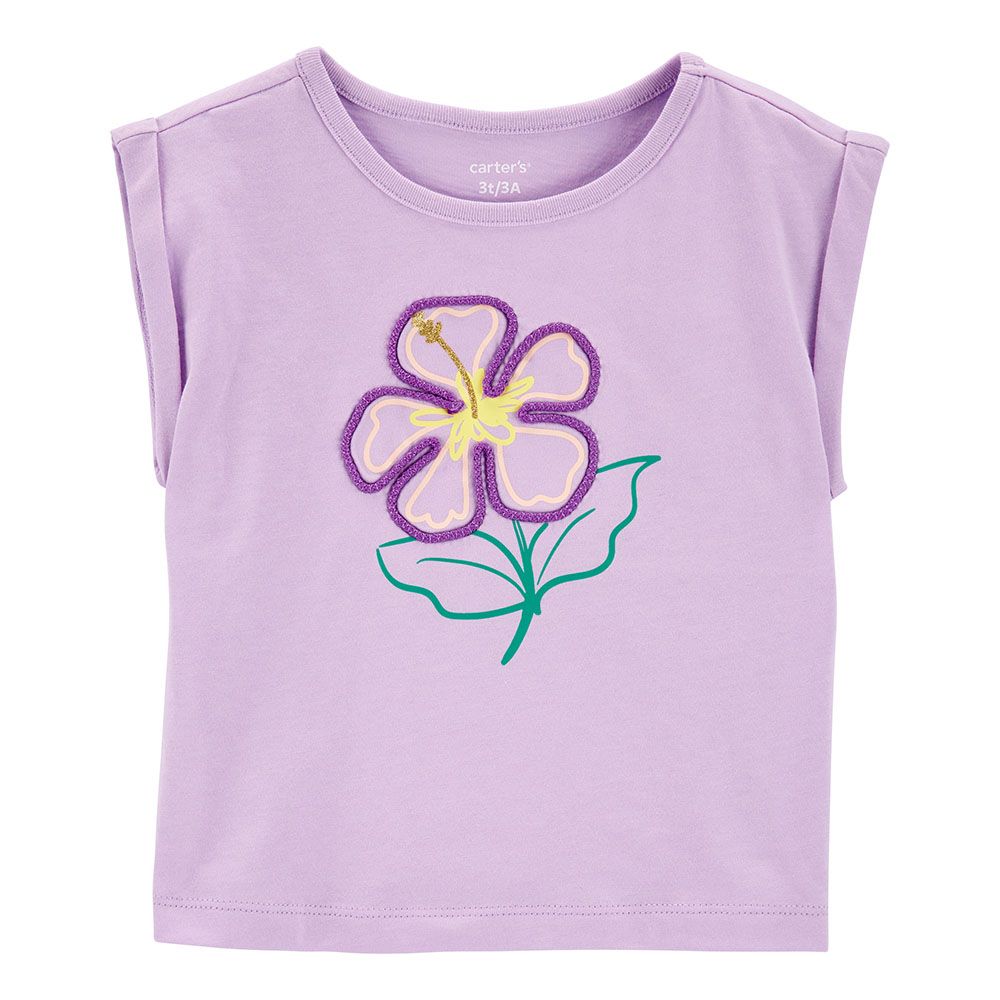 Carters - Girls Floral Knit Top - Purple