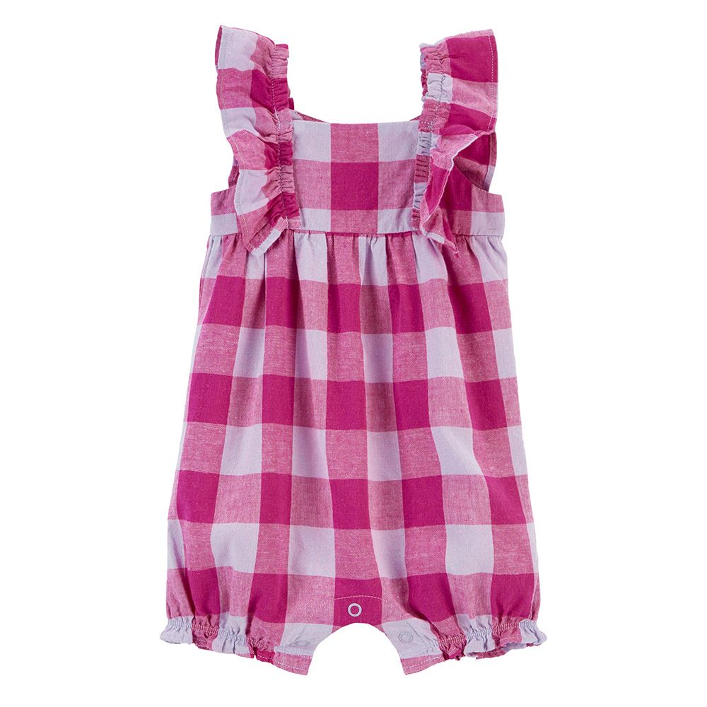 Carters - Girls Plaid Lenzing Ecovero Romper - Purple