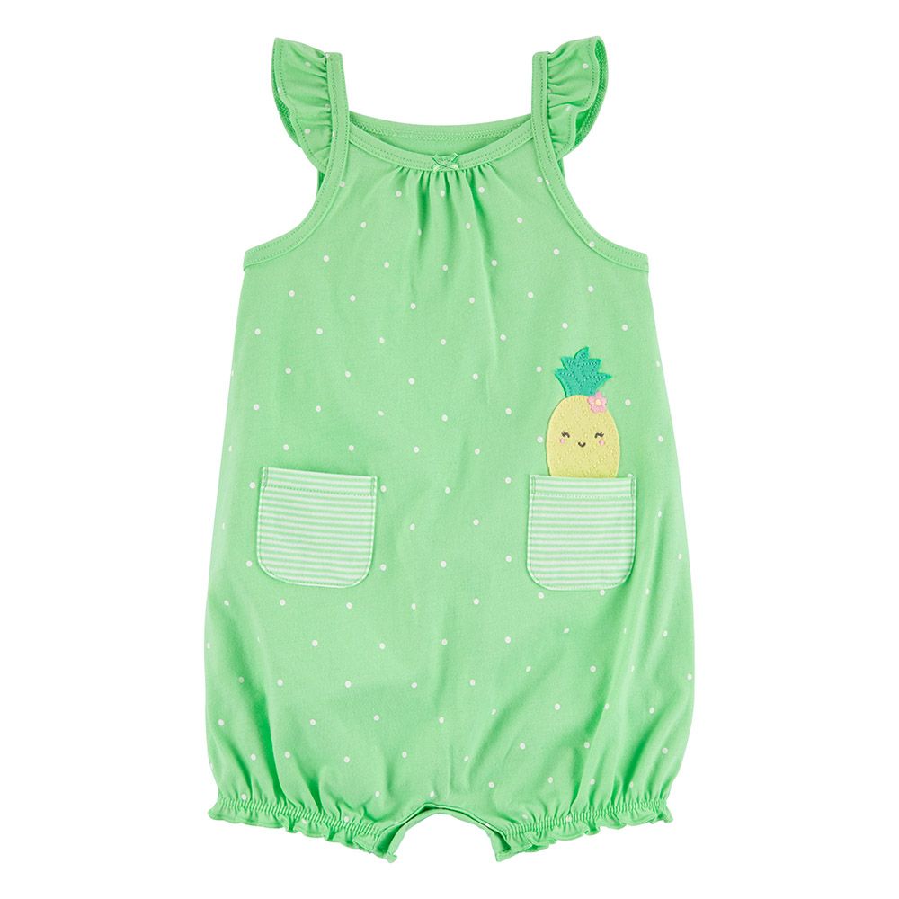 Carters - Girls Pineapple Cotton Romper - Green