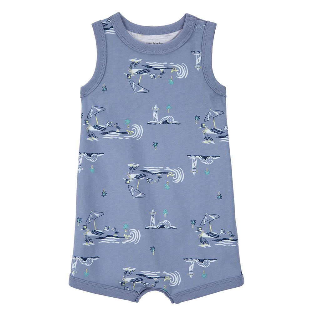 Carters - Boys Beach Cotton Romper - Blue