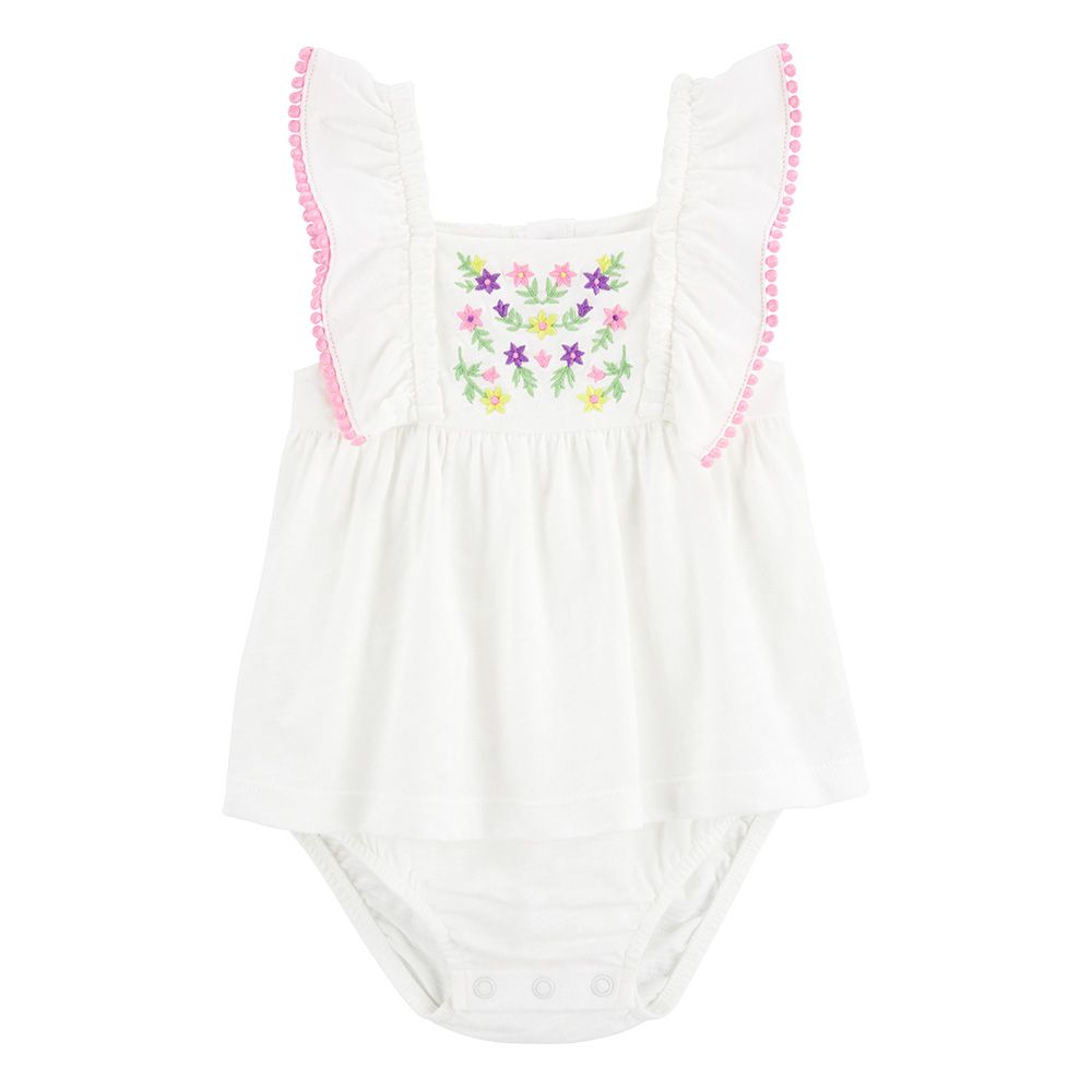 Carters - Girls Floral Sunsuit - White