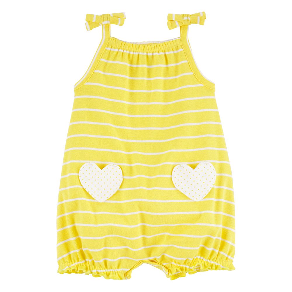 Carters - Girls Heart Pocket Cotton Romper - Yellow