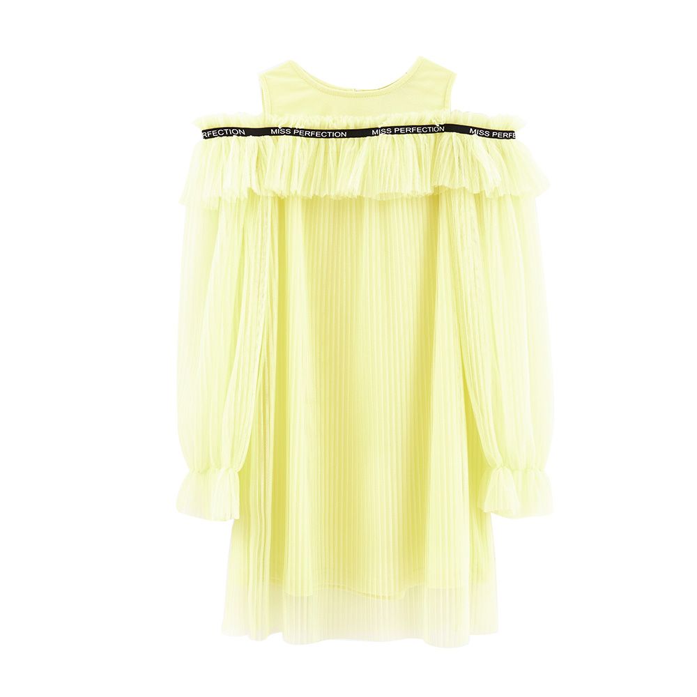 Bell Bimbo - Girls Open Shoulder Event Dress - Yellow