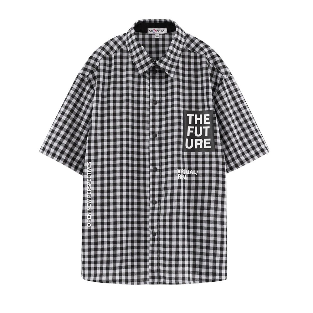 Bell Bimbo - Boys Checks Print Shirt - Black/White