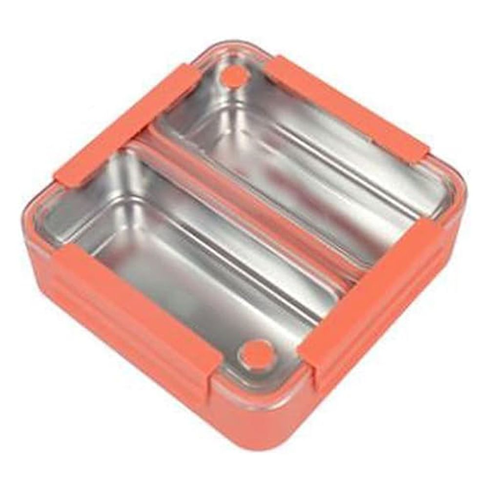 Brain Giggles - 2-Compartment Stainless Steel Lunchbox Removable Inner Tray - Orange