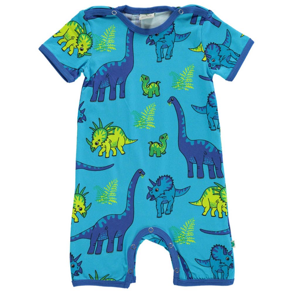 Smafolk - Dinosaur Print Short Sleeve Romper - Blue