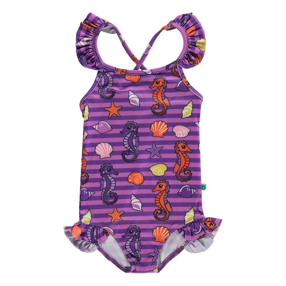 Smafolk - Seahorses Print UV50 Swimsuit - Purple