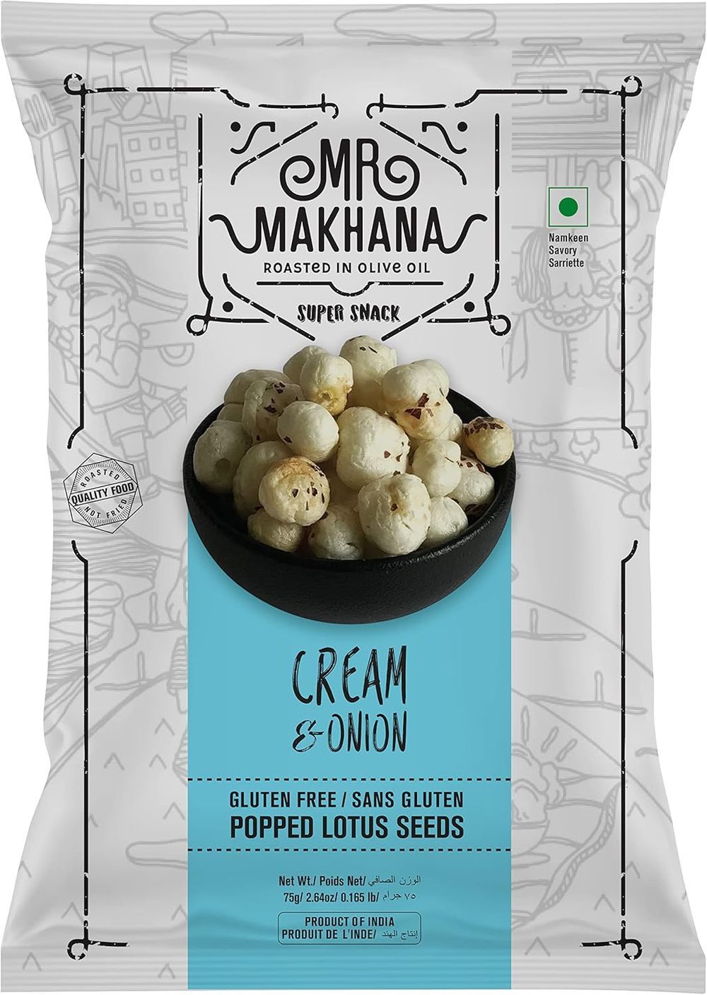 Mr Makhana - Cream & Onion Popped Lotus Seeds - 75g