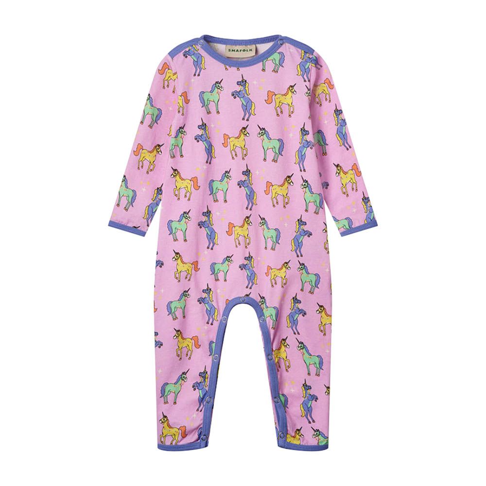 Smafolk - Unicorn Print Long Sleeve Jumpsuit - Pink