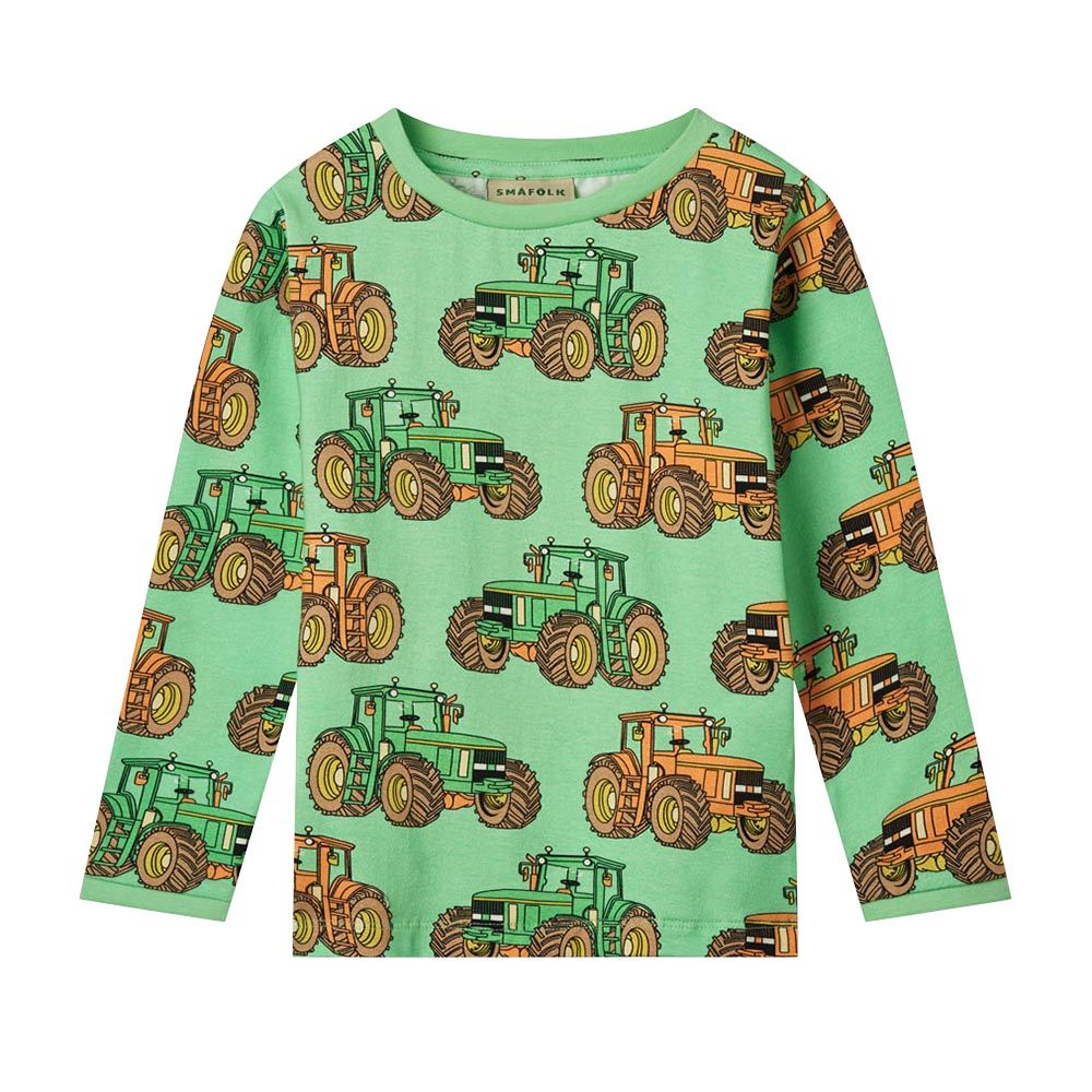 Smafolk - Tractors Print Long Sleeve T-Shirt - Green