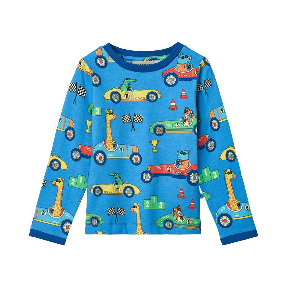 Smafolk - Race Cars Print Long Sleeve T-Shirt - Blue