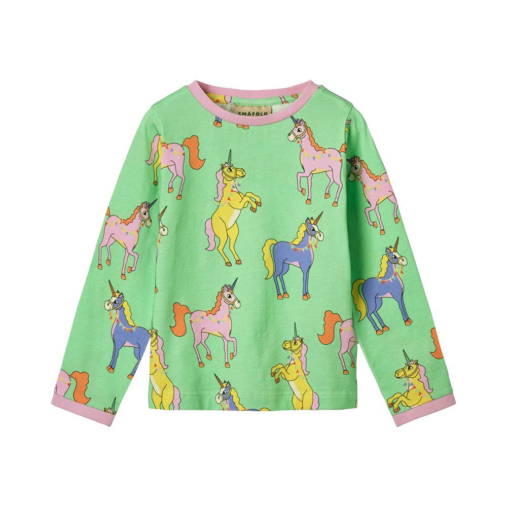 Smafolk - Unicorn Print Long Sleeve T-Shirt - Green