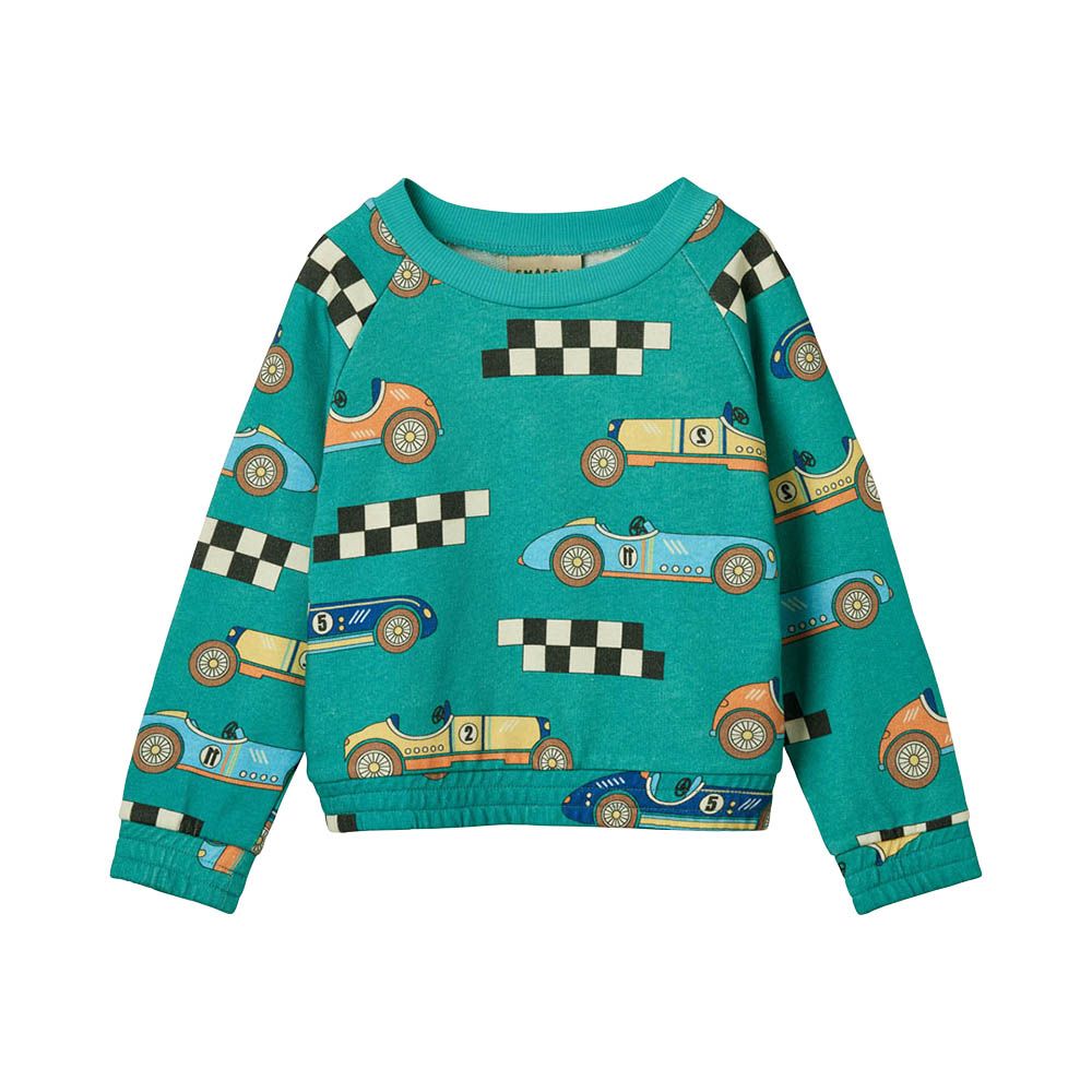 Smafolk - Race Cars Print Sweatshirt - Green