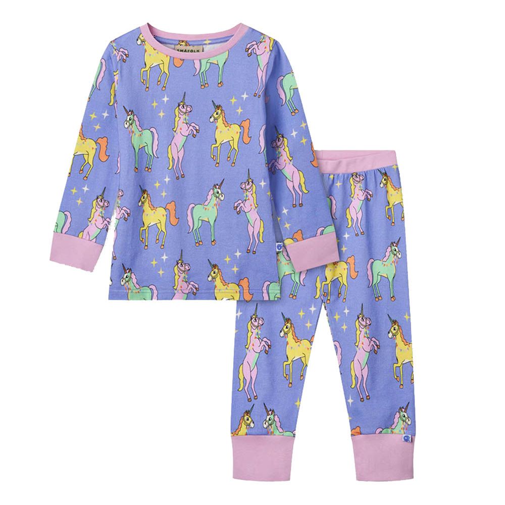 Smafolk - 2pc-Set - Unicorns Print Nightsuit - Purple