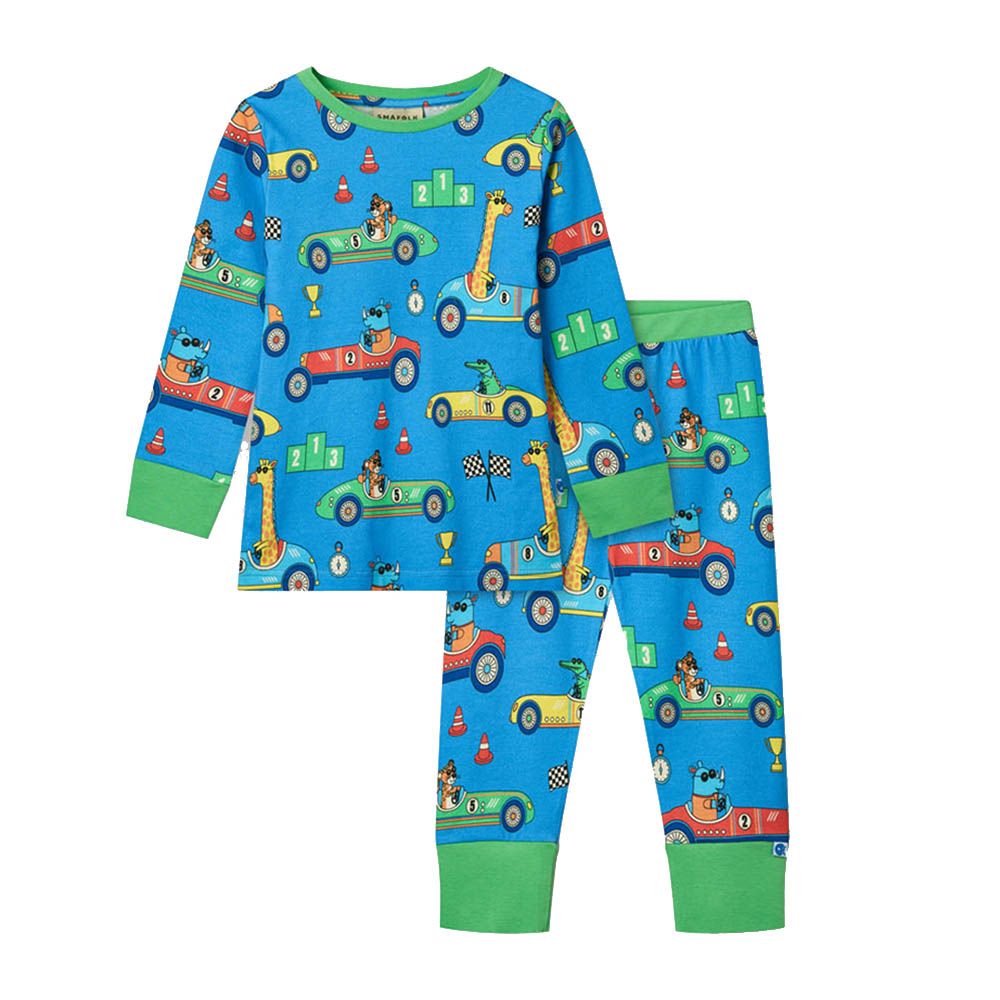 Smafolk - 2pc-Set - Race Cars Print Nightsuit - Blue