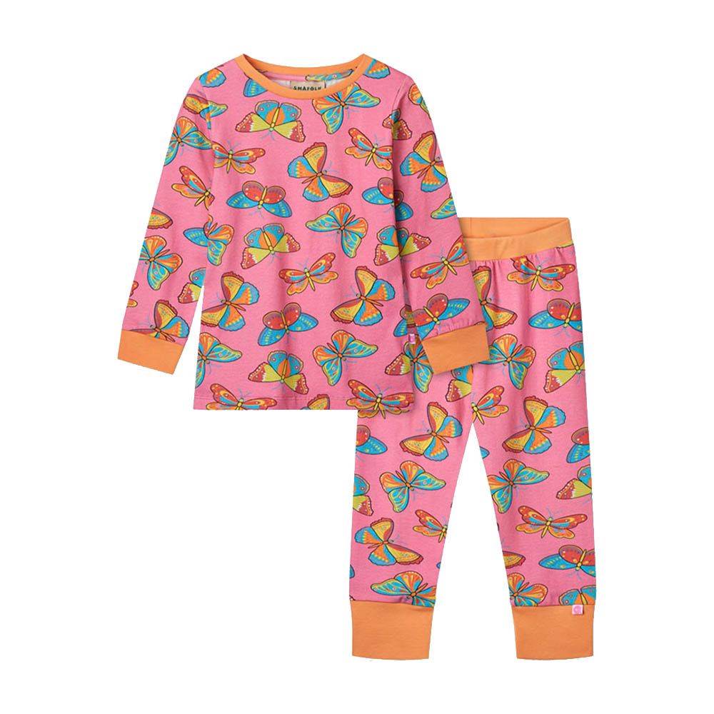 Smafolk - 2pc-Set - Butterflies Print Nightsuit - Pink