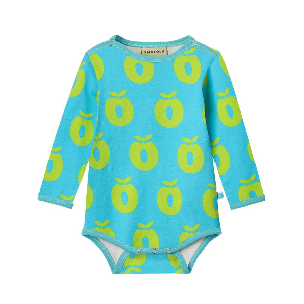 Smafolk - Apples Print Long Sleeve Bodysuit - Blue