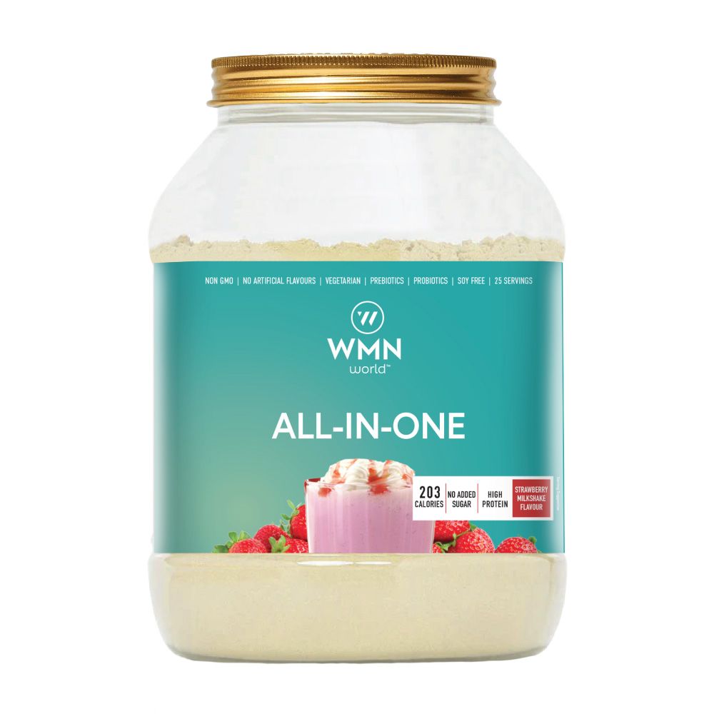 WMN World - All-In-One Meal Replacement Supplement W/ Vitamins & Prebiotics - Strawberry Milkshake Flavour 1Kg