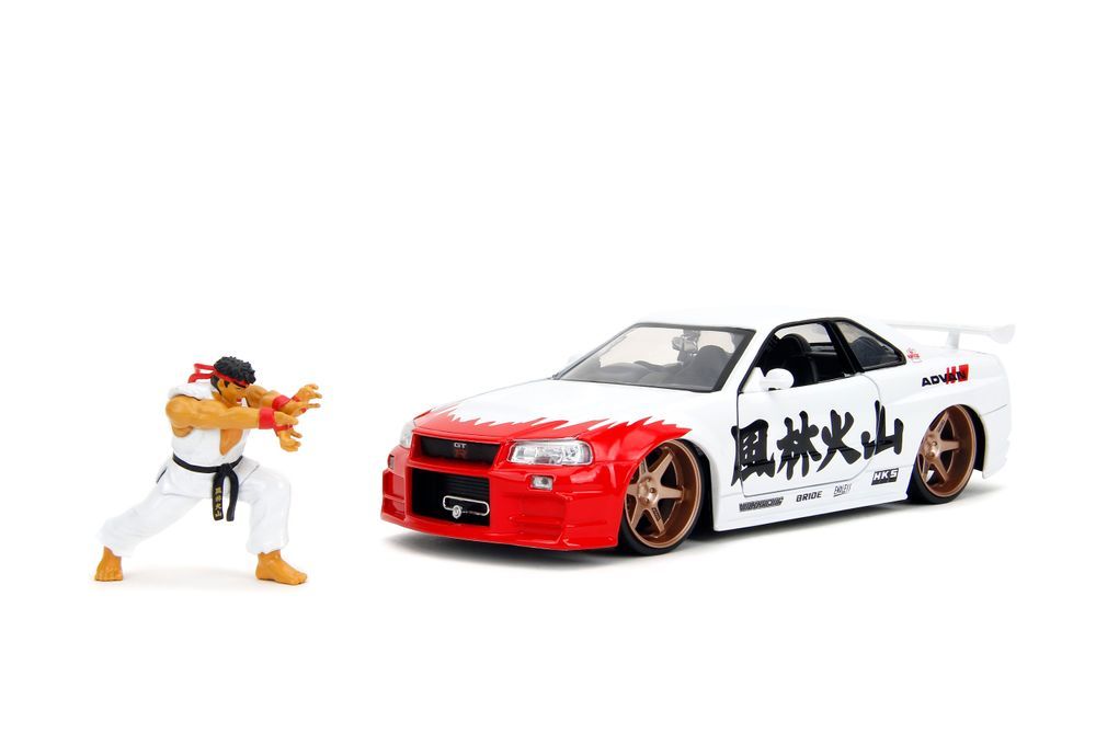 Jada - Street Fighter Ryu And 2002 Nissan Skyline GT-R Playset - 2 Pcs