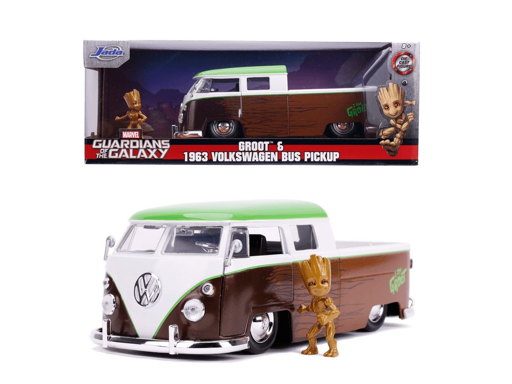 Jada - Marvel Groot And 1963 Volkswagen Pickup Bus Playset - 2 Pcs