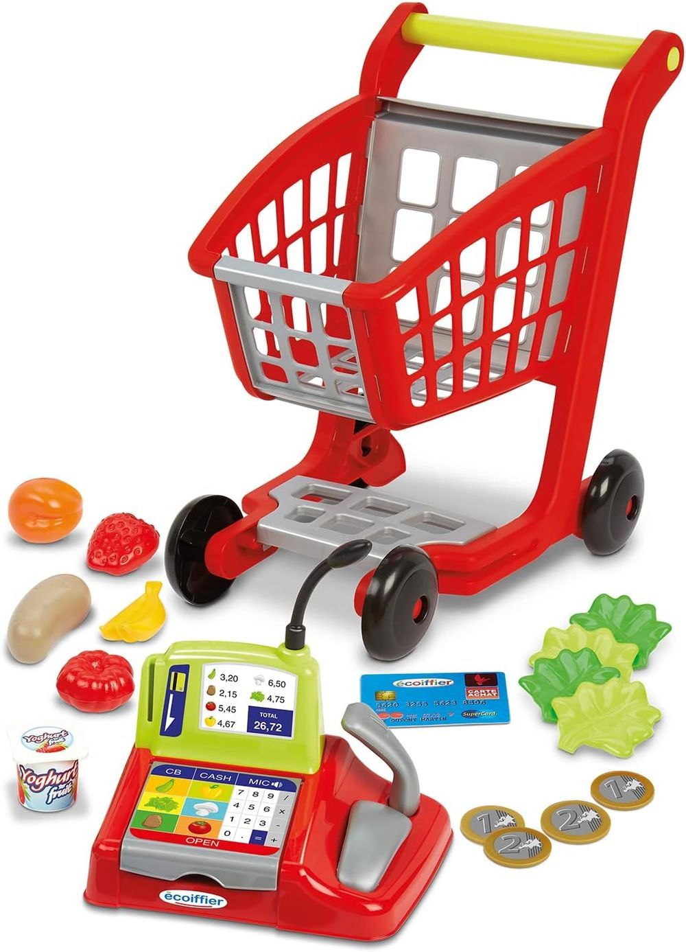 Ecoiffier - Supermarket Trolley And Cash Register - 19 Pcs