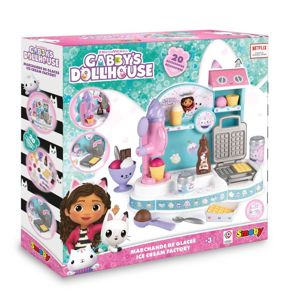 Smoby - Gabby's Dollhouse Ice Cream Factory Playset - 20 Pcs