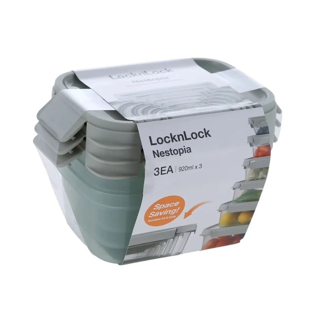 LOCK&LOCK - Nestopia Airtight Microwave & Freezer Safe Containers 920ml - 3Pcs