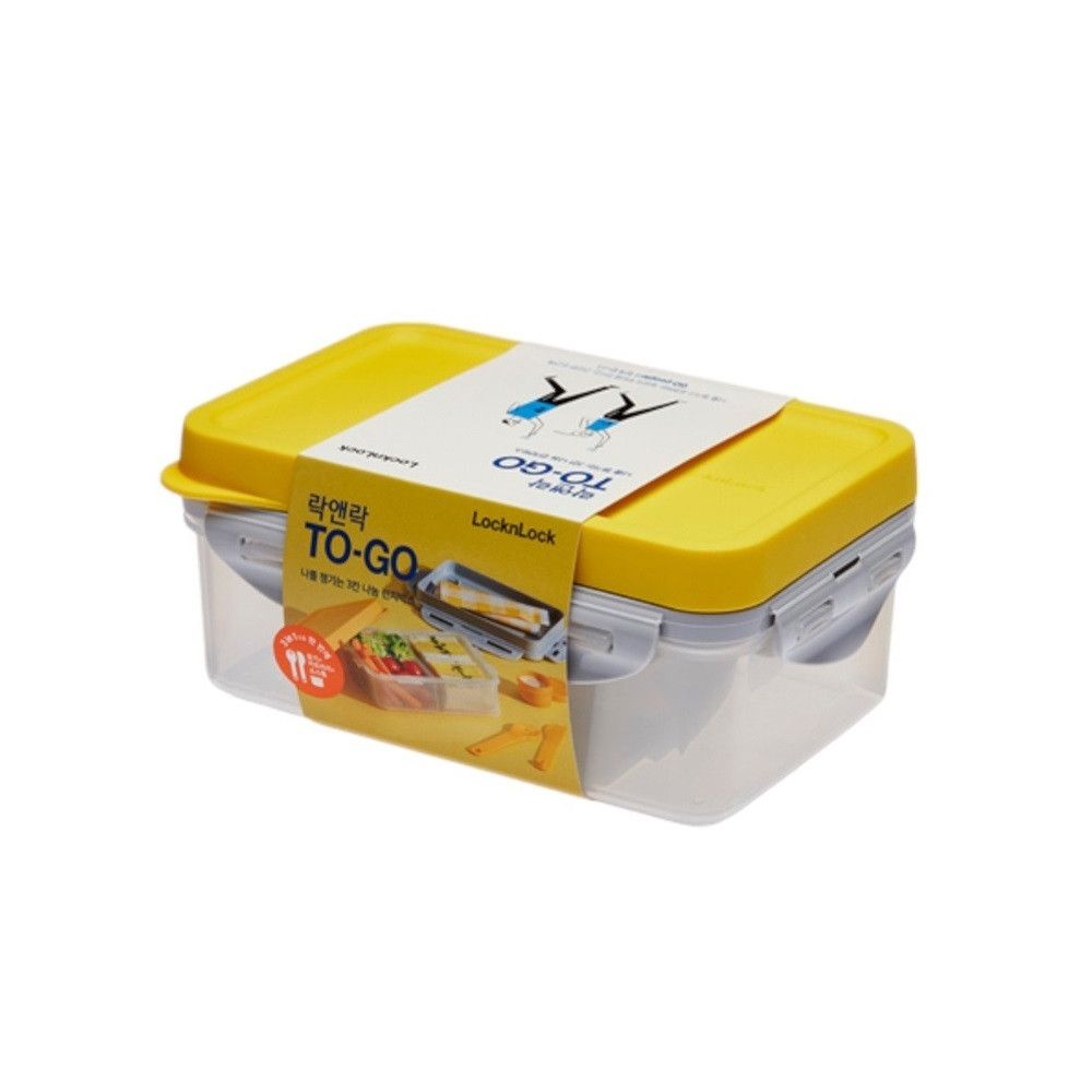 LOCK&LOCK - Airtight 3-in-1 To Go Lunchbox With Cutlery - Yellow