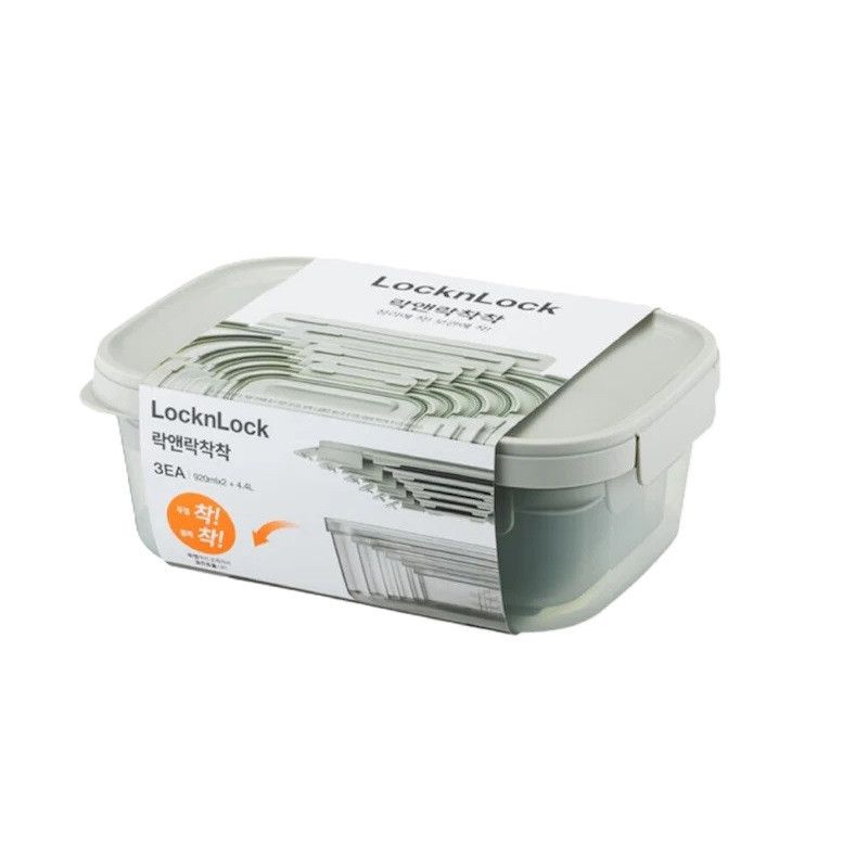 LOCK&LOCK - Nestopia Microwave & Freezer Safe Containers (2 x 920ml & 1 x 4.4L) 3pc Set