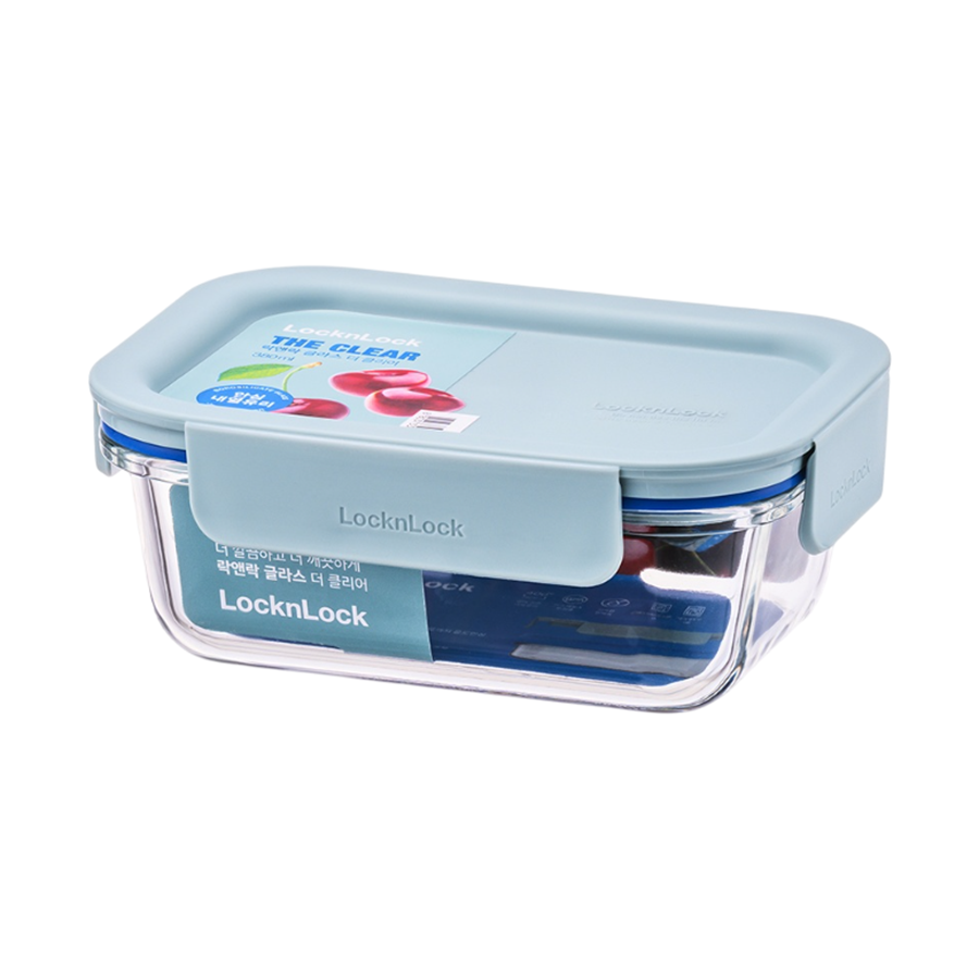 LOCK&LOCK - Airtight Heat-Resistant Rectangular Glass Container 380ml - Mint