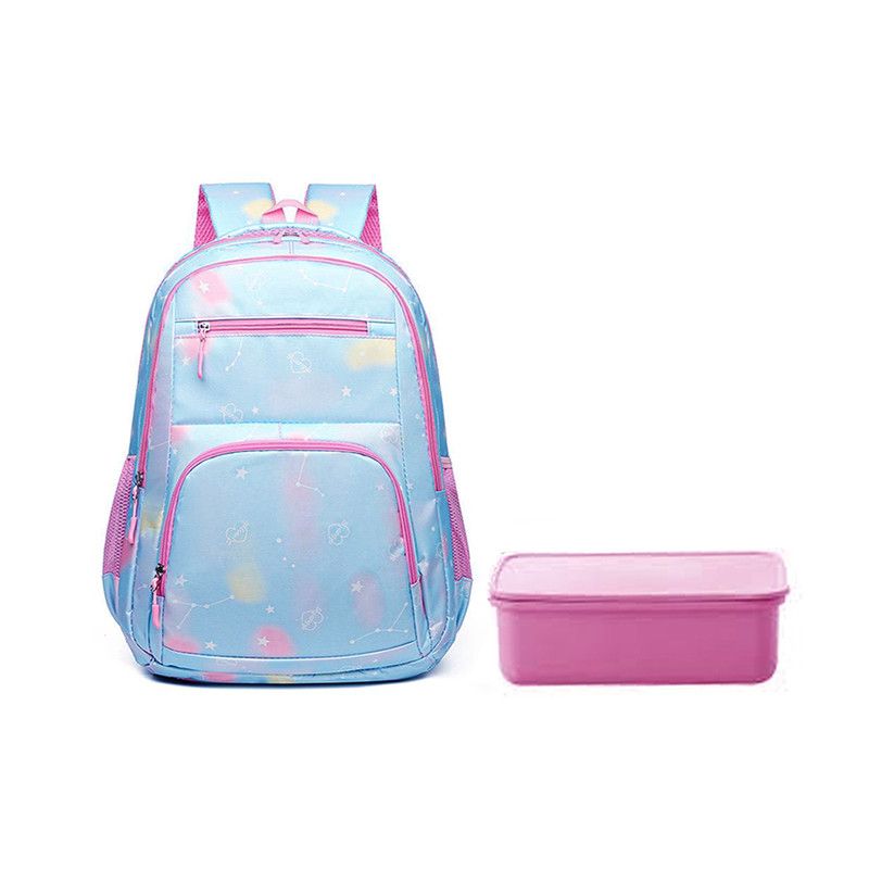 Star Babies - School Backpack W/ Eco Friendly Lunch Box W/ Spoon & Fork - Blue/Pink