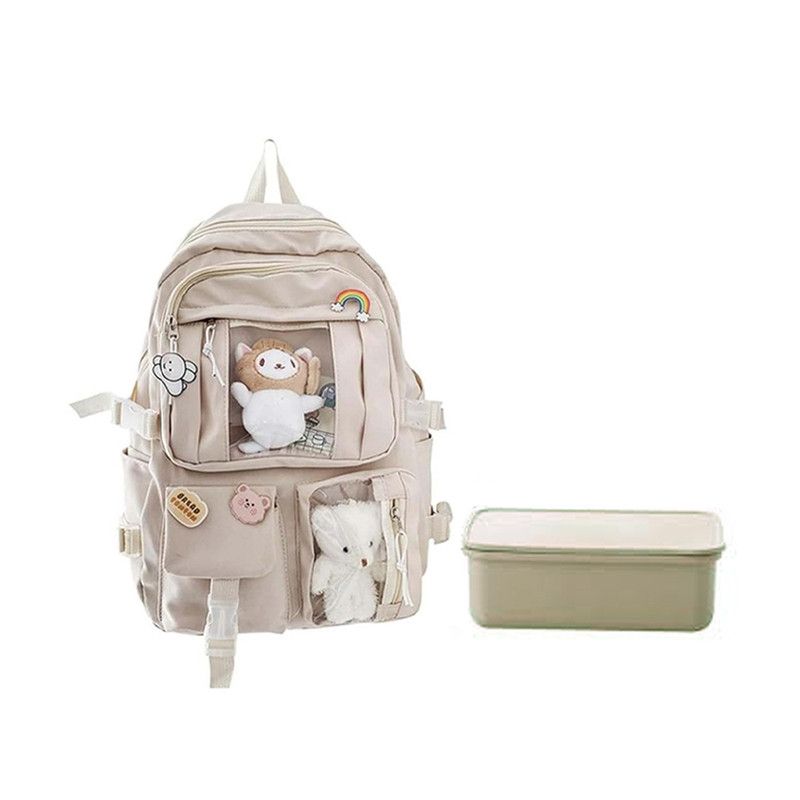 Star Babies - School Backpack W/ Eco Friendly Lunch Box W/ Spoon & Fork - Cream