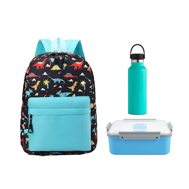 Star Babies - School Backpack W/ Eco Friendly - BPA Free Lunch Box, Stainless Steel  Water Bottle 600ml - Blue